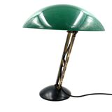 Lampe de table vintage verte et laiton, Italie 1960