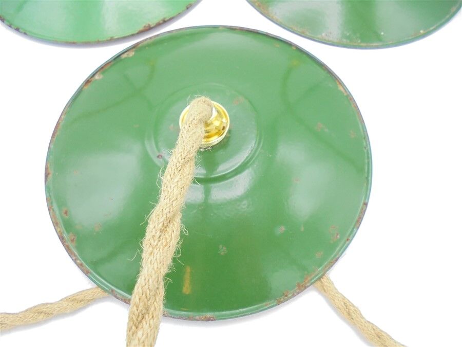 Series of 3 enamelled sheet hanging lamps
