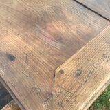 Table de ferme de cuisine en chêne et châtaignier XVIIIe avec deux tiroirs 196/87-78h