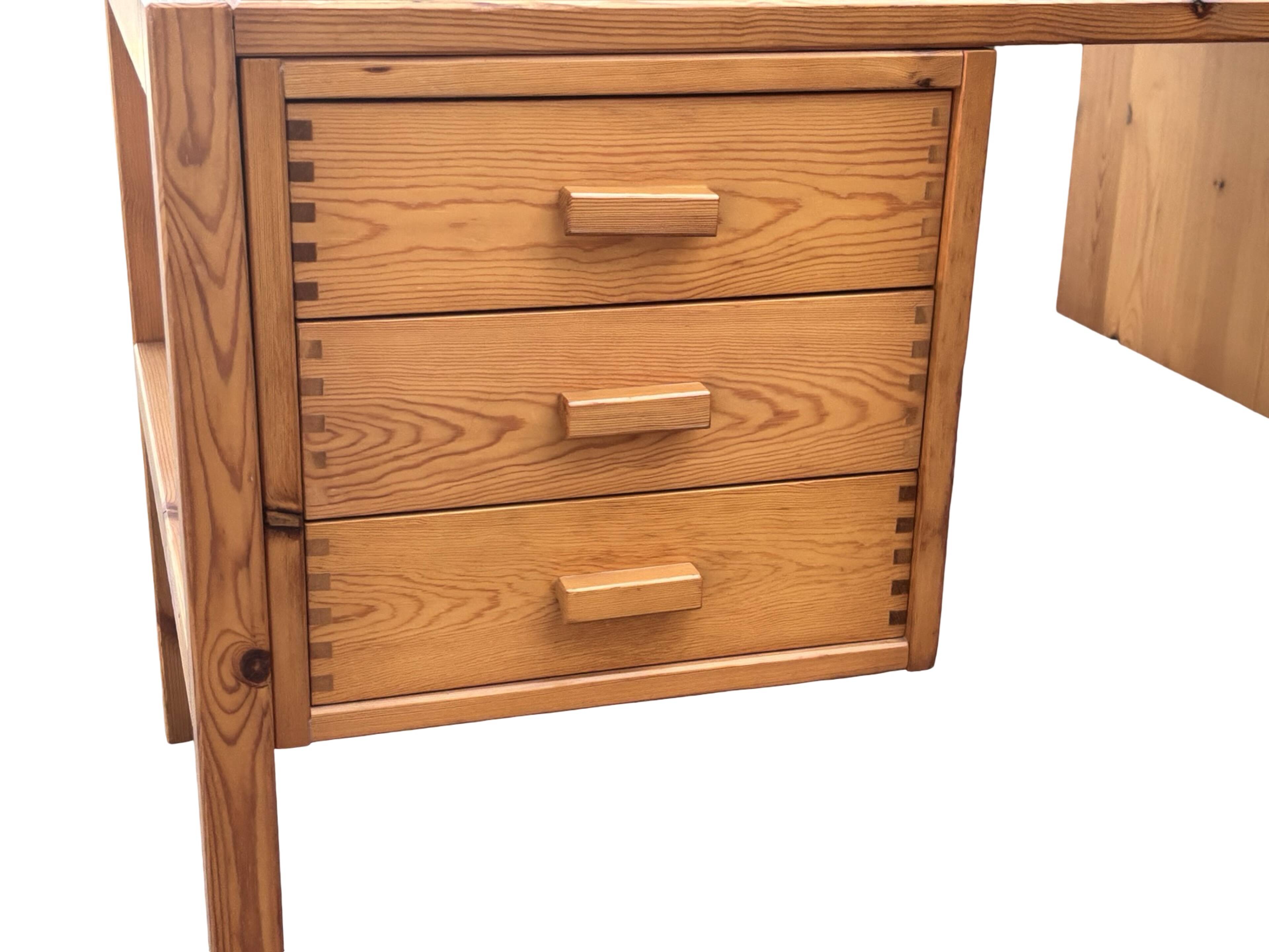 Vintage Pinewood Desk, Freestanding, 1970s Pine, Design, Ate van Apeldoorn