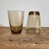 7 small vintage smoked glasses