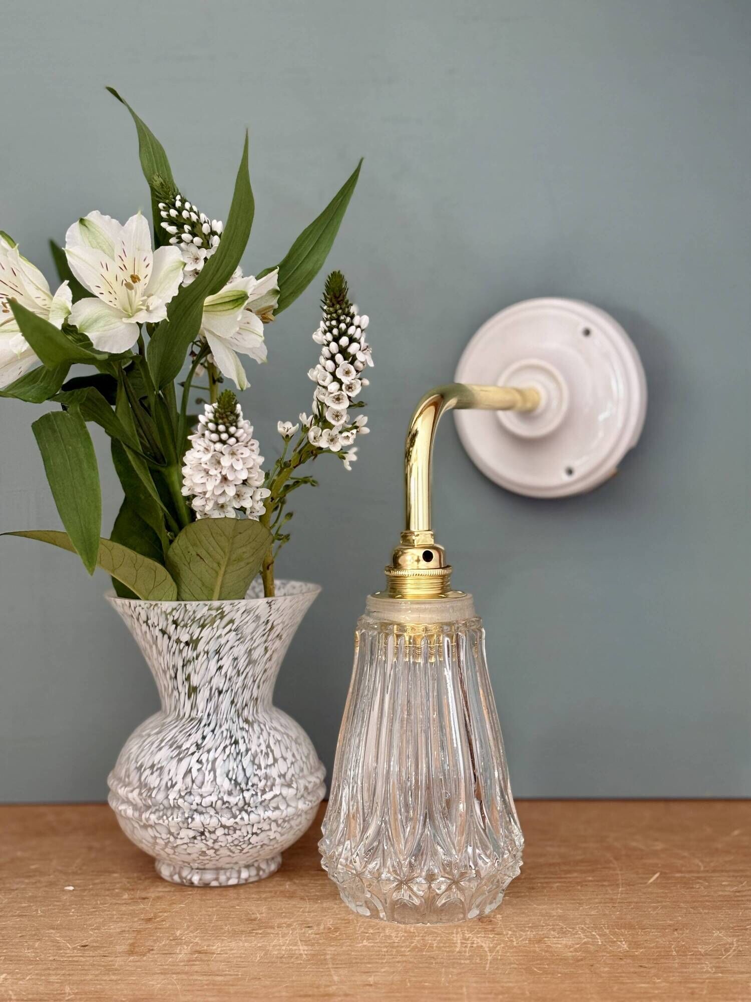 Vintage cut glass tulip wall light