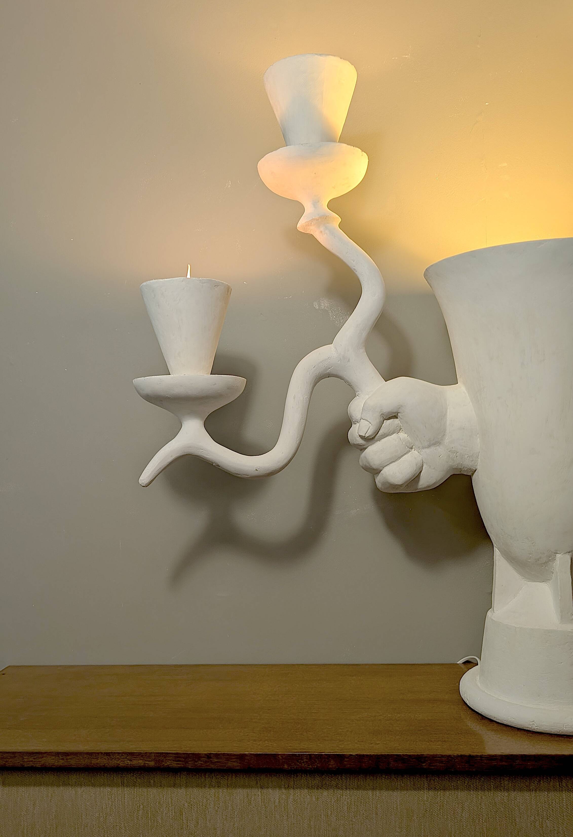 Lampe sculpture en plâtre