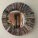 Vintage round mirror made of paper rolls