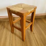 Pine and straw stool