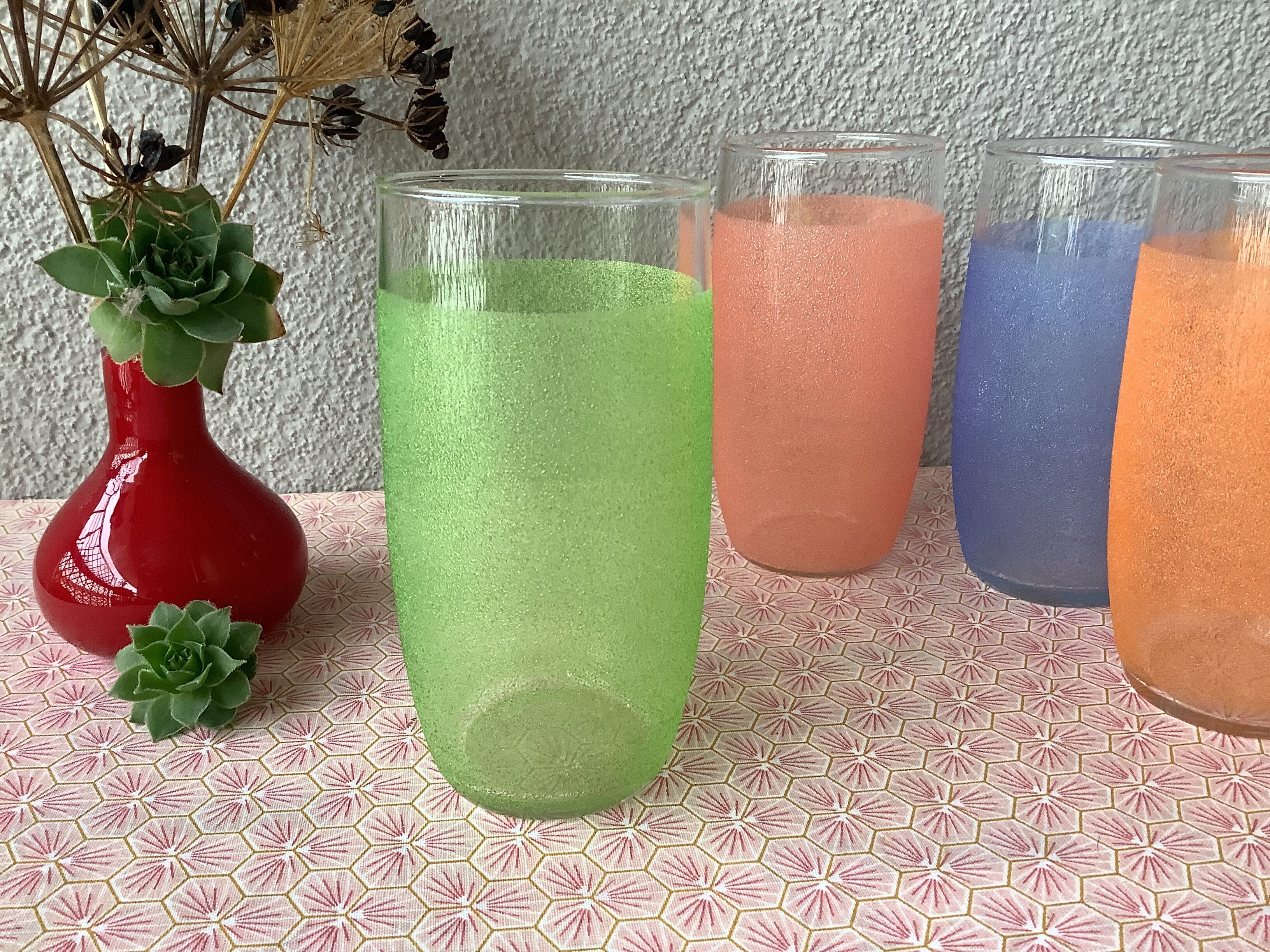 Vintage orangeade granite glasses 40'/50's