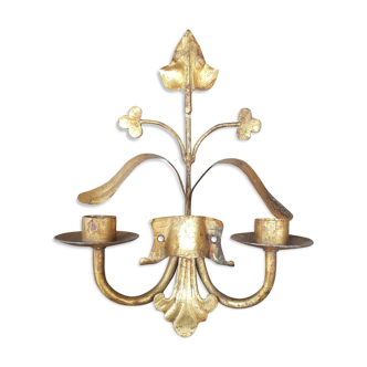 Applique bougeoir double métal doré