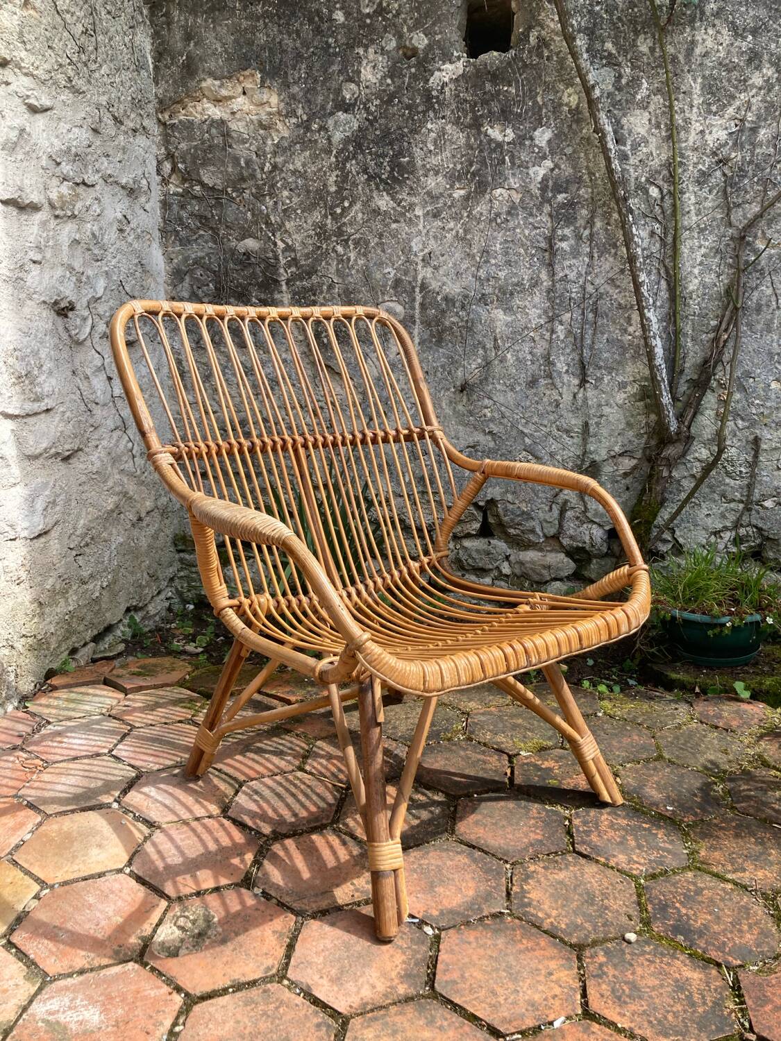 Vintage rattan armchair