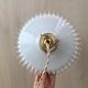 Pair of vintage white opaline pendant lamps and transparent serrated edges