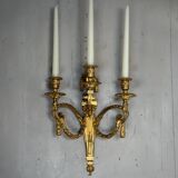 Pair of Louis XVI style wall sconces in gilded bronze, circa 1880.