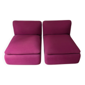 Vintage strafor armchair pair (1995) – raspberry fabric