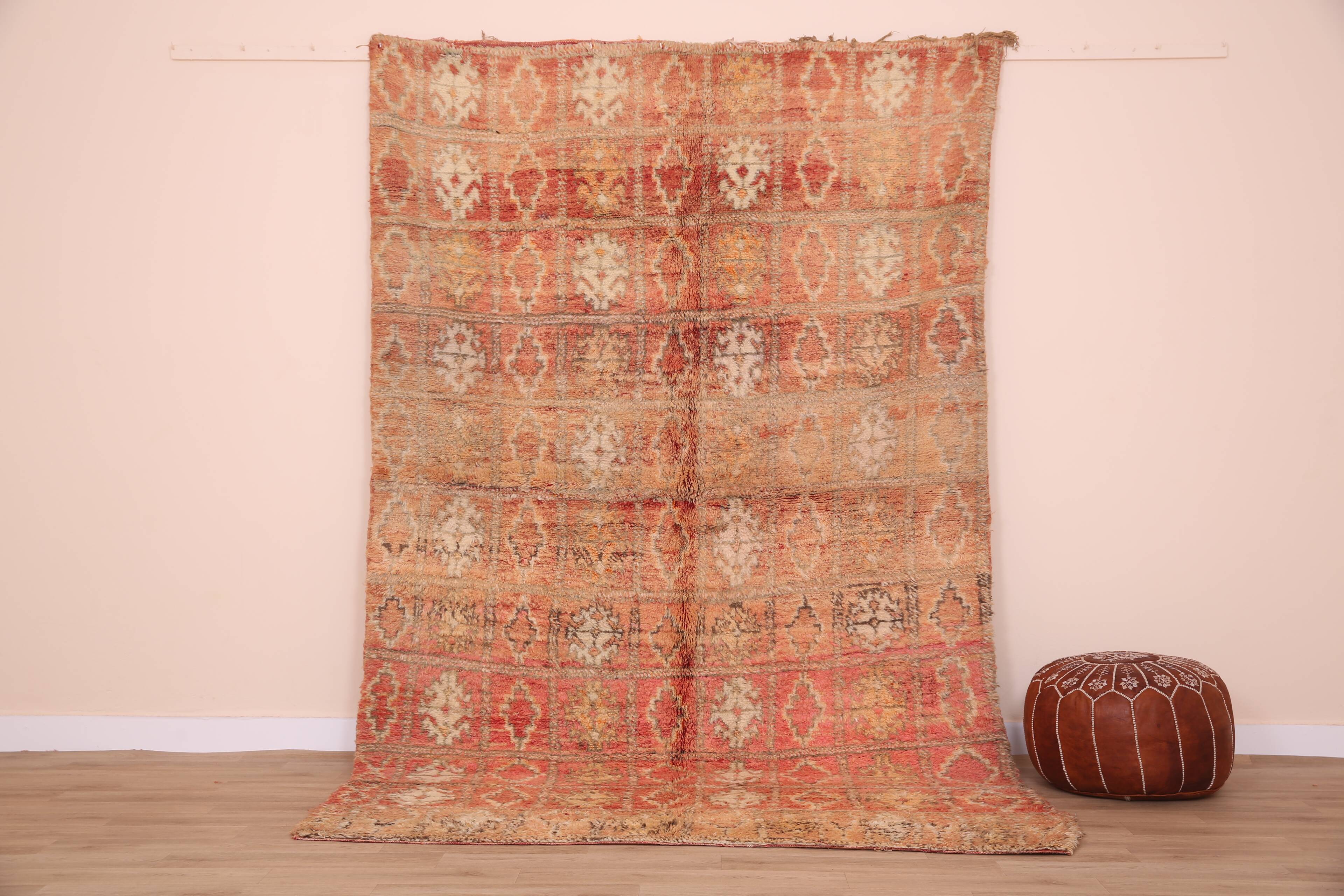 Peach Vintage Moroccan Rug 176 x 287 cm, Berber Wool Rug, Handmade Boho Rug