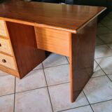 Wooden and rattan desk