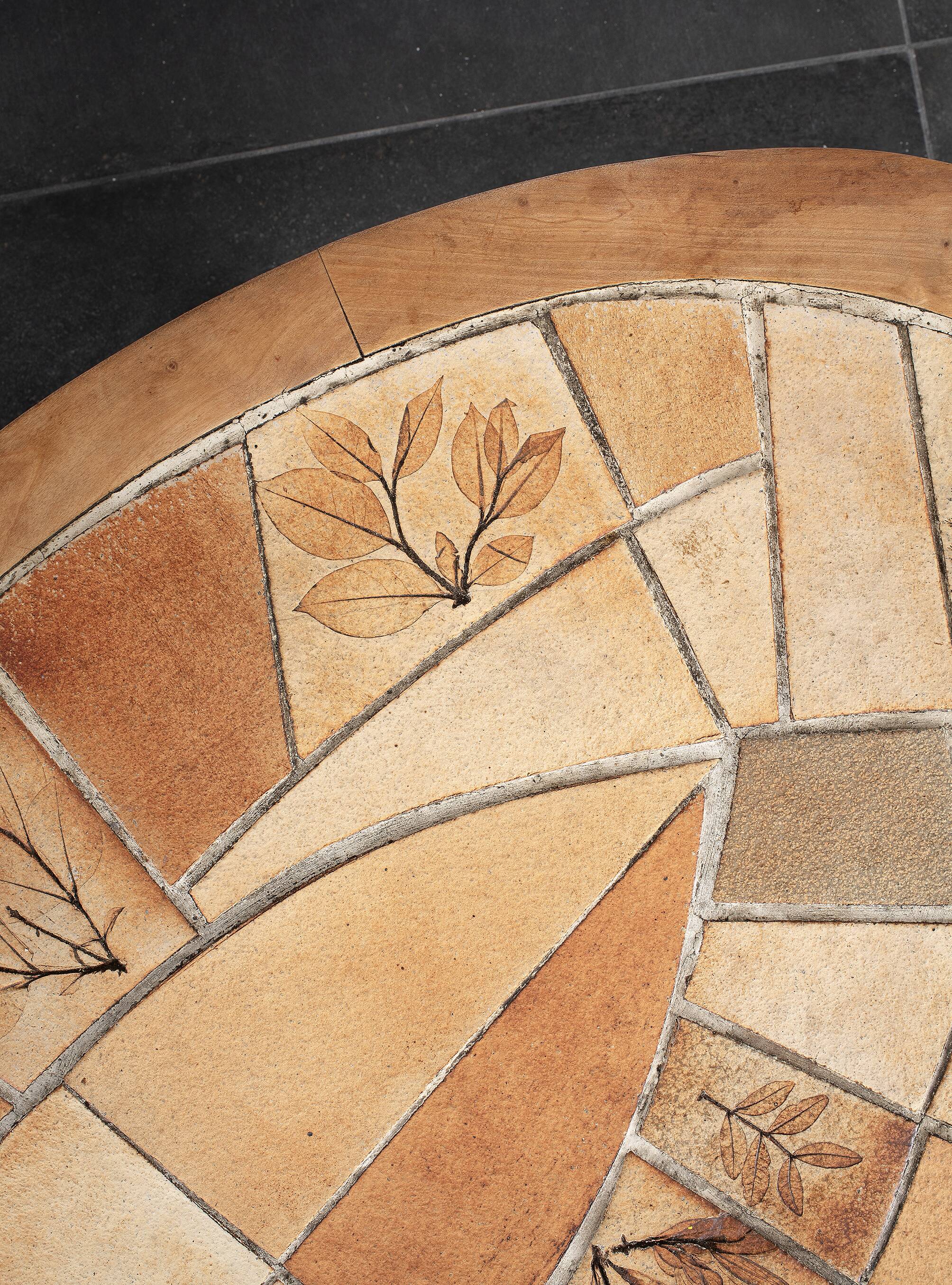 Vallauris wooden and ceramic coffee table