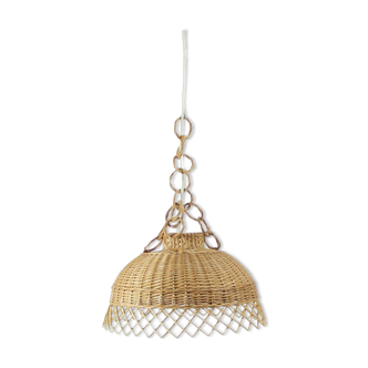 Vintage Rattan Ceiling Light, Czechoslovakia 1960s