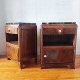 Pair of Art Deco walnut bedside tables