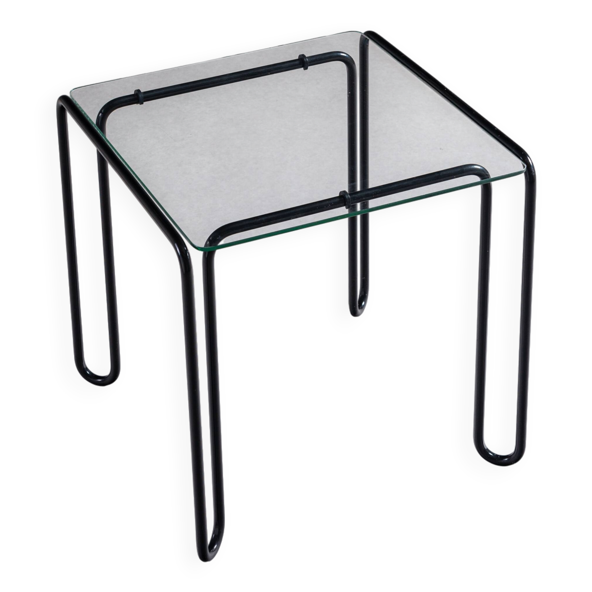 Minimalistic wireframe sidetable with glass top