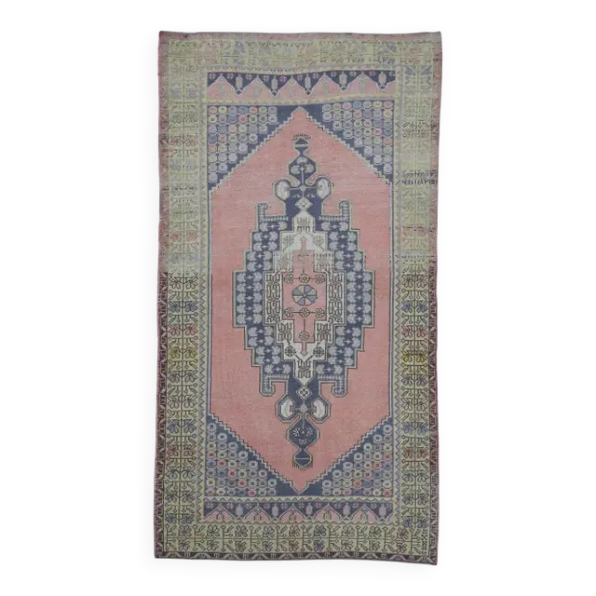Vintage Turkish Oushak handmade wool runner rug 130x238
