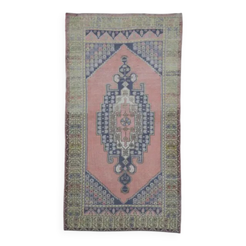 Tapis couloir en laine turc Oushak vintage fait main 130x238