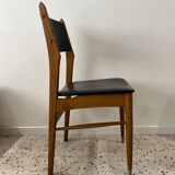 Scandinavian chair in wood and black imitation leather