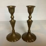 Pair of twisted brass candlesticks