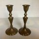 Pair of twisted brass candlesticks