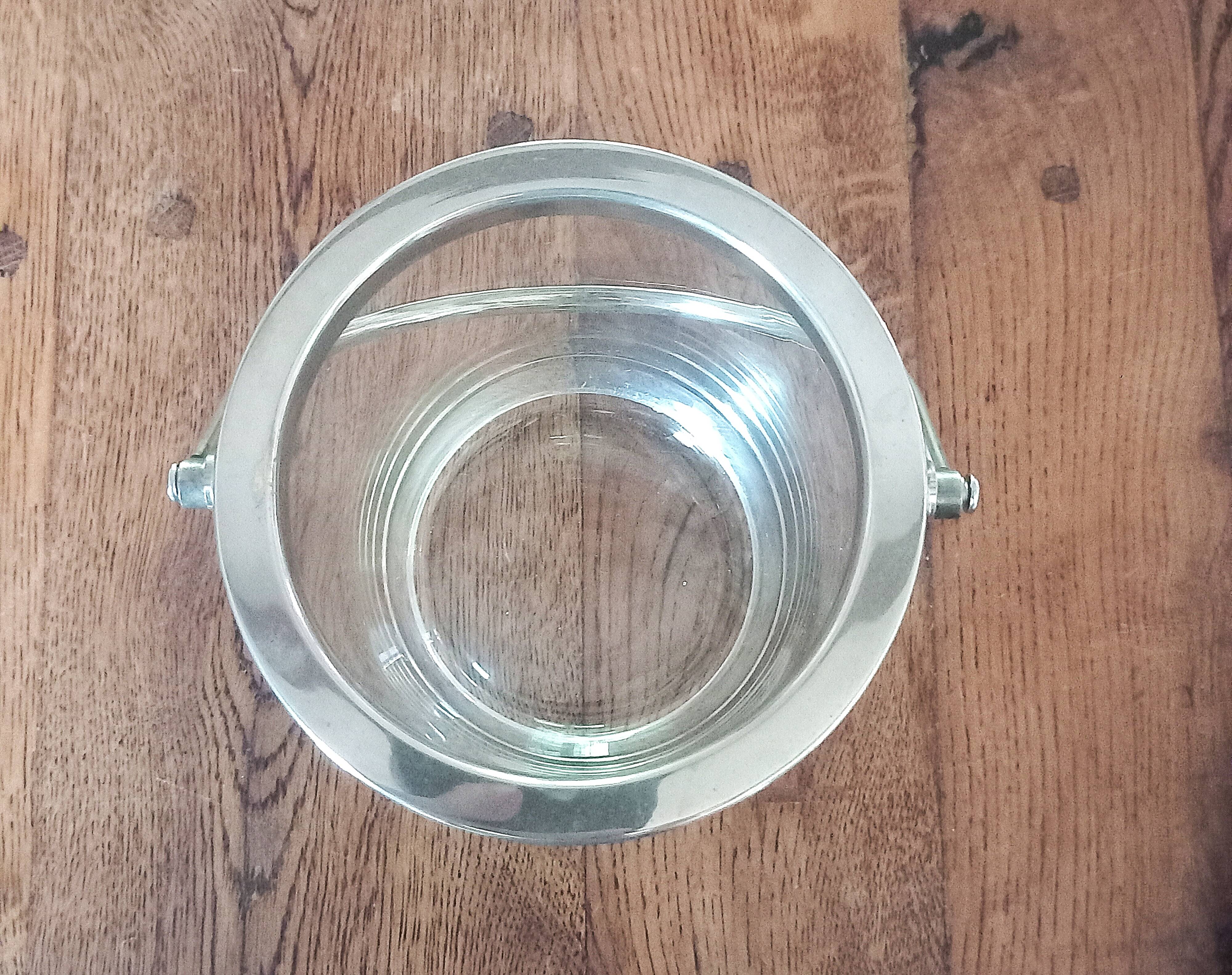 Glass and silver metal ice bucket