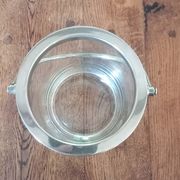 Glass and silver metal ice bucket