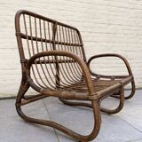 Two-seater rattan bench