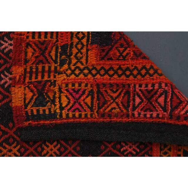 Vintage Turkish Oushak Handmade Wool Cotton Red Runner Rug 115x470