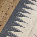 Moroccan Berber carpet Kilim ecru and light grey 1.5x0.97m