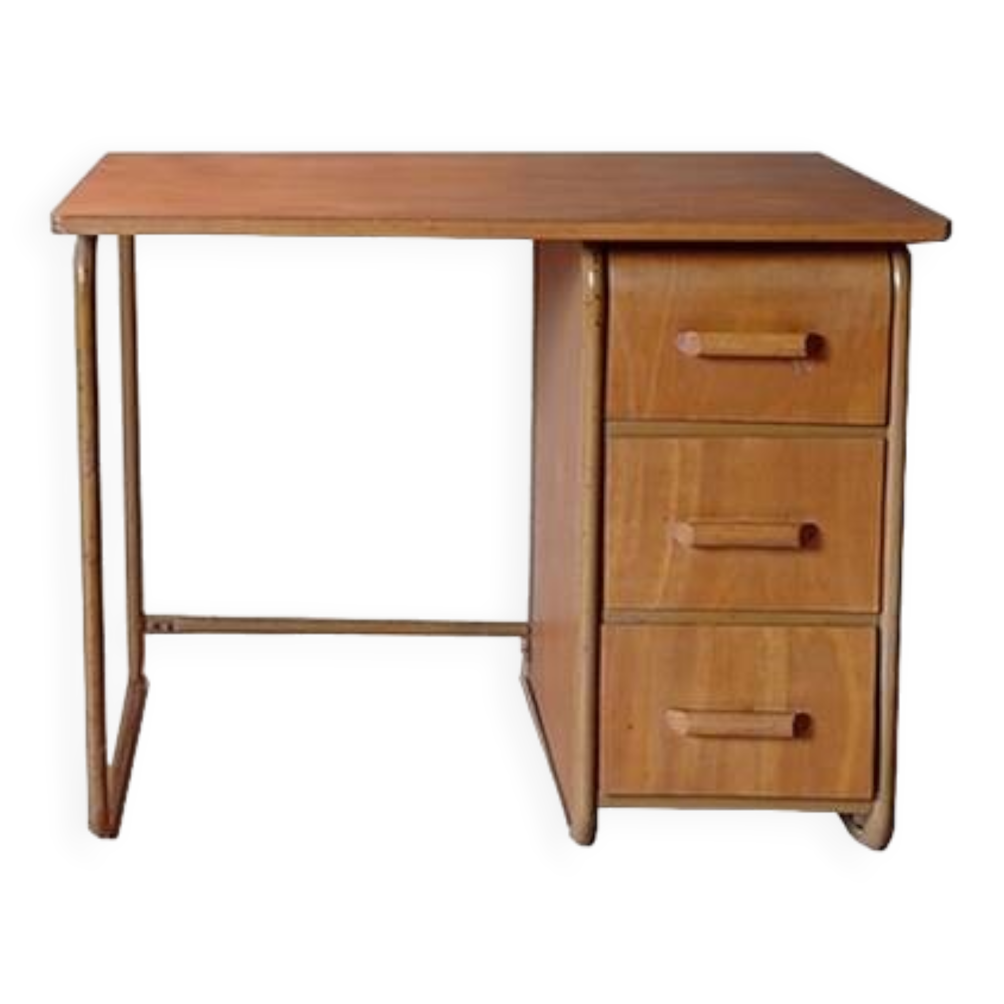 Small vintage desk from the 1950s, wood and metal.