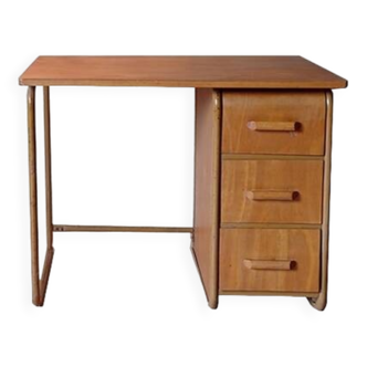 Petit bureau vintage années 1950 bois et métal