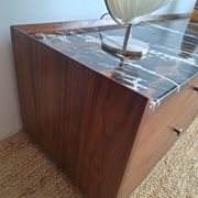 AMPM Noham TV unit, walnut sideboard with amber marble.