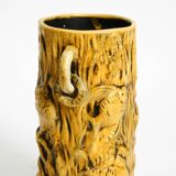 Large handmade glazed ceramic floor vase, handled vase with maritime motifs