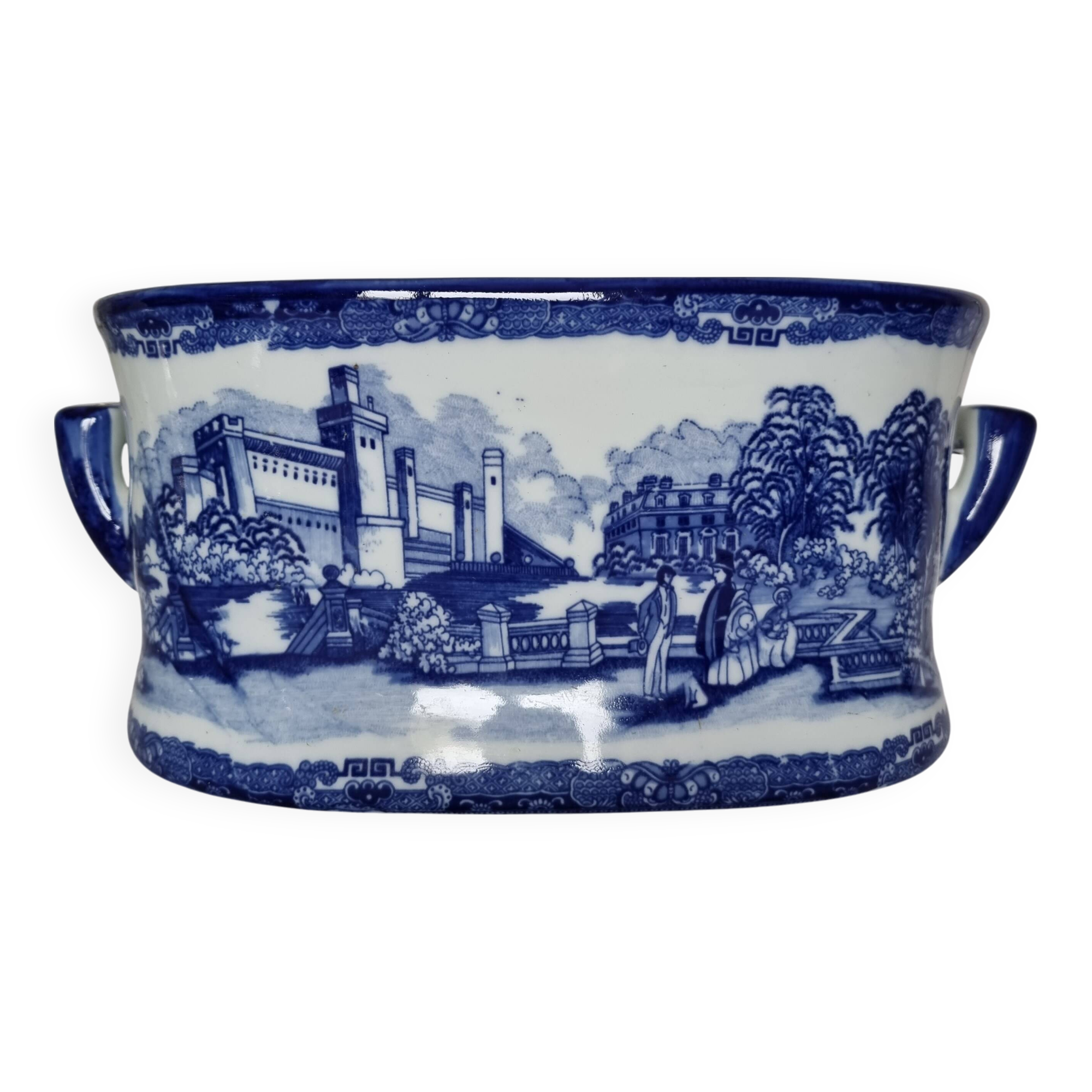 Large 20th century English glazed and enamelled earthenware planter