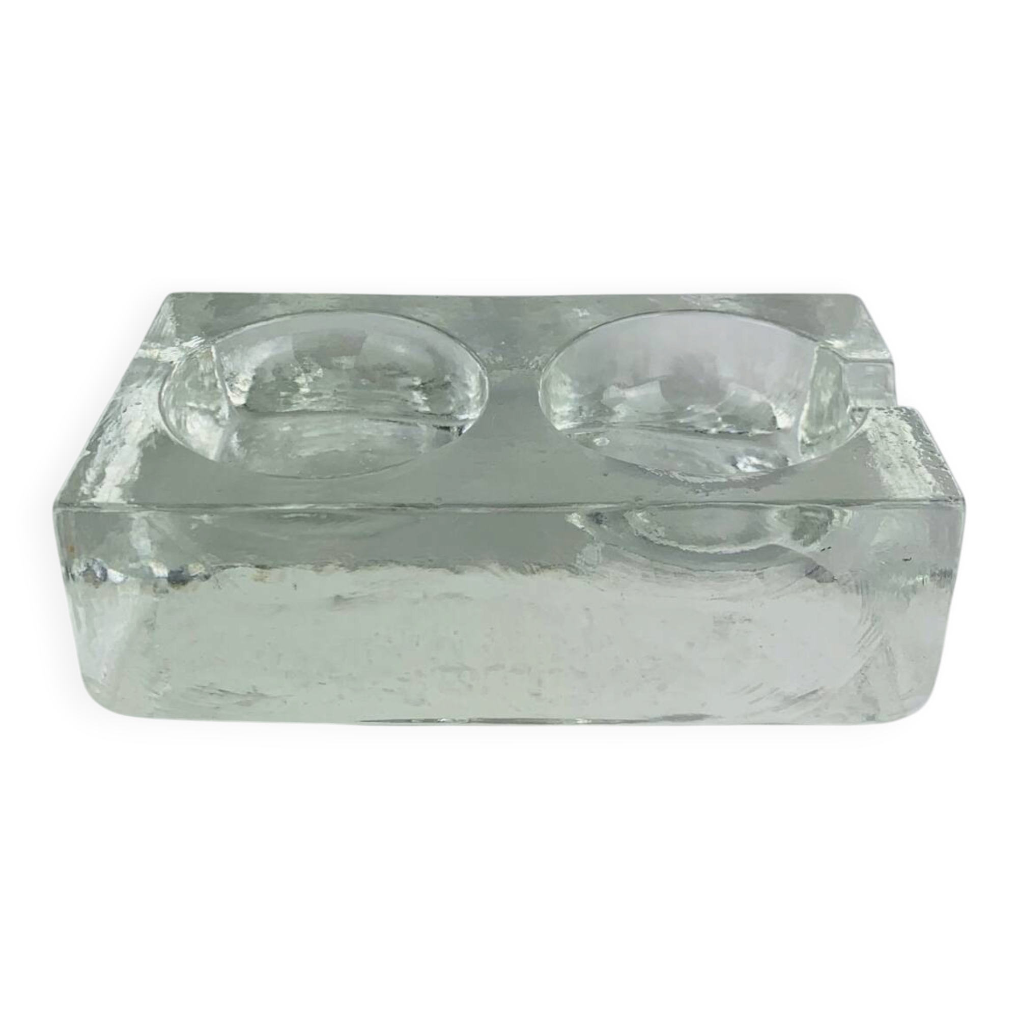 Vintage moulded glass "ice cube" catchall or ashtray
