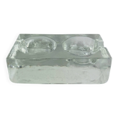 Vide poche ou cendrier en verre moulé « ice cube » vintage 
