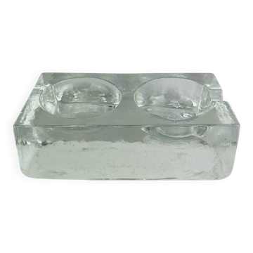 Vintage moulded glass "ice cube" catchall or ashtray