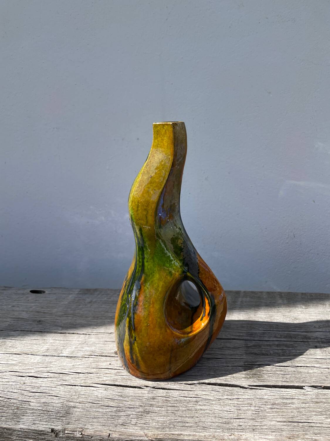 Vintage ceramic vase with drips