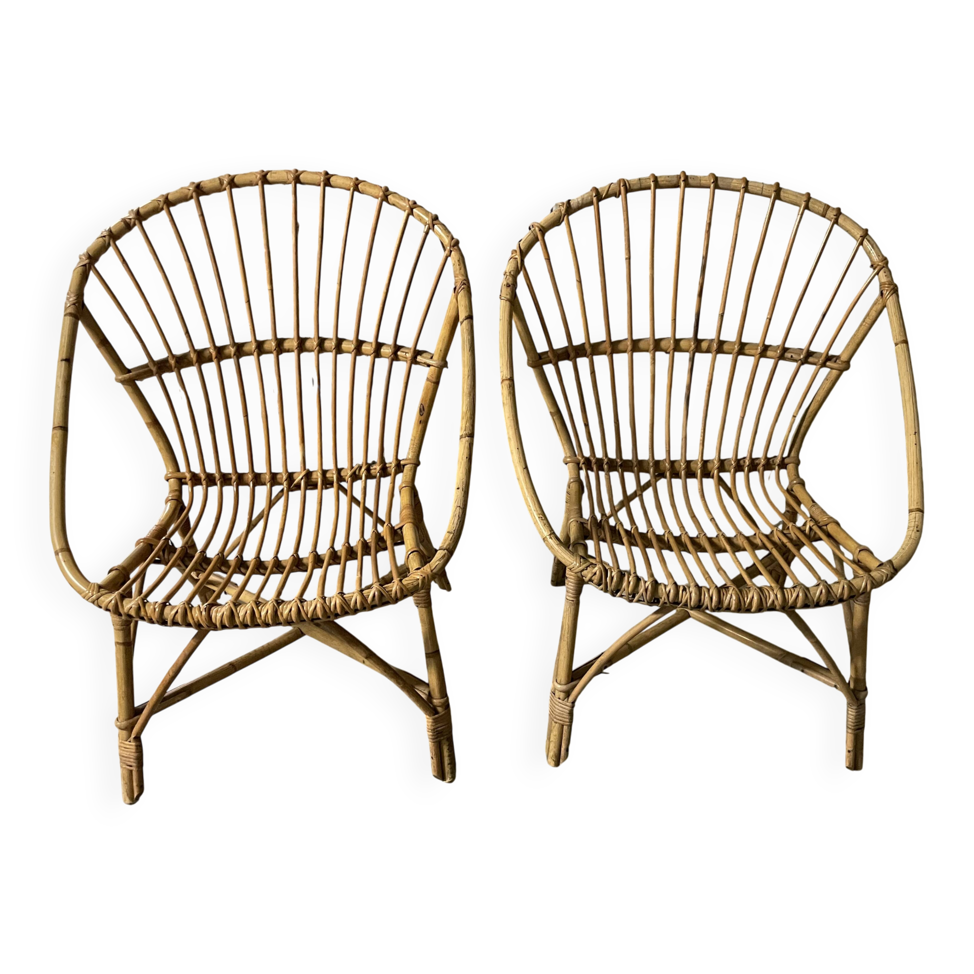 Pair of rattan armchairs