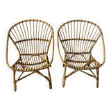 Pair of rattan armchairs