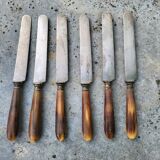 Series of 6 knives steel horn handle