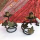 Pair of handcrafted wrought iron candlesticks vintage foliage