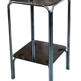 1970s design side table plant holder smoked glass and chrome