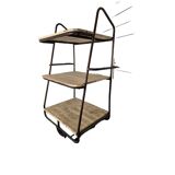 industrial iron and wood trolley shelf