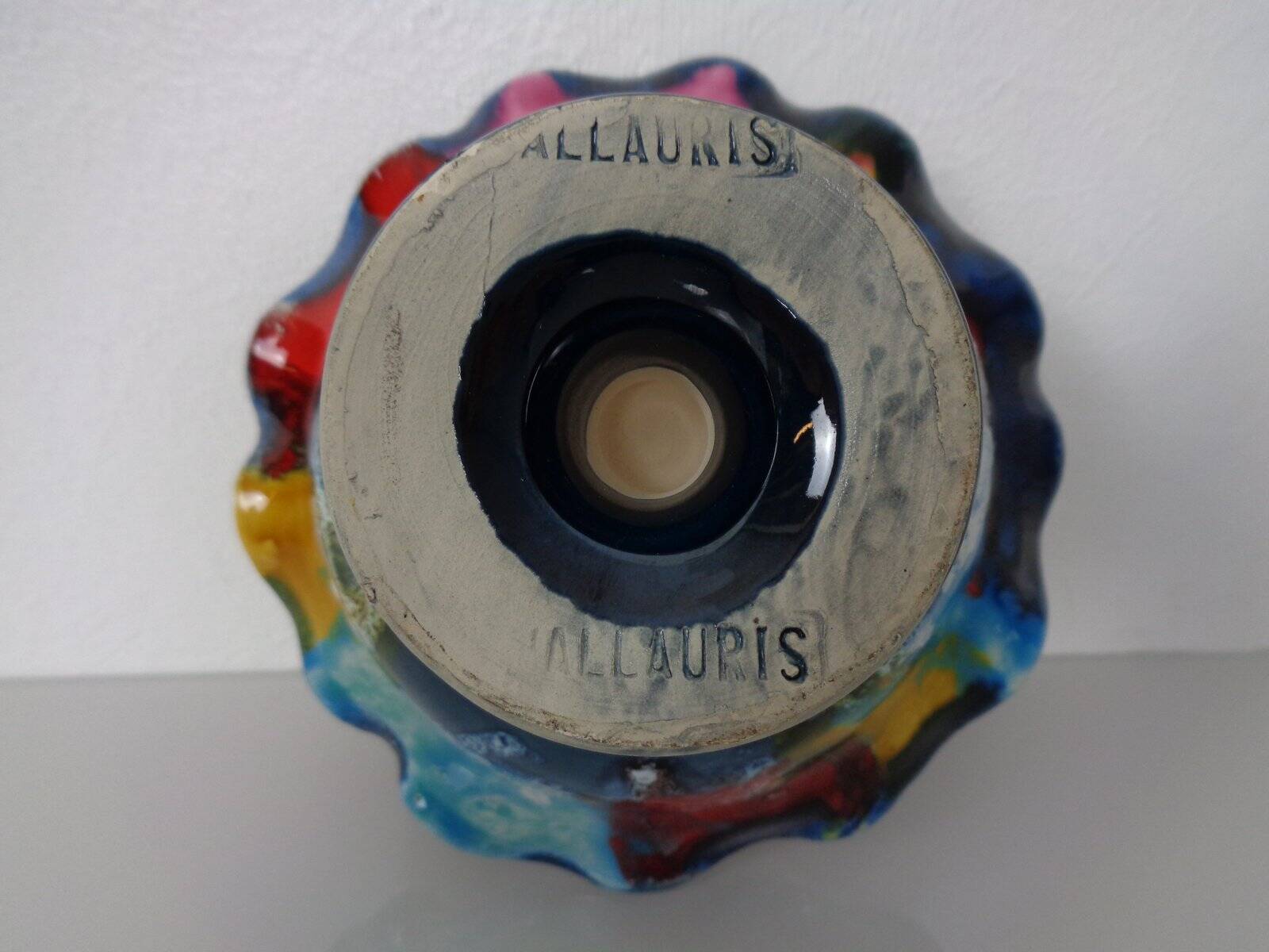 French multicoloured studio ceramic bowl from Vallauris, 1970s