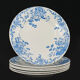 6 assiettes plates anciennes faïence de france décor floral bleu