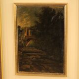 Italian landscape painting oil on cardboard from 20th century