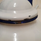 White and blue enamelled kettle
